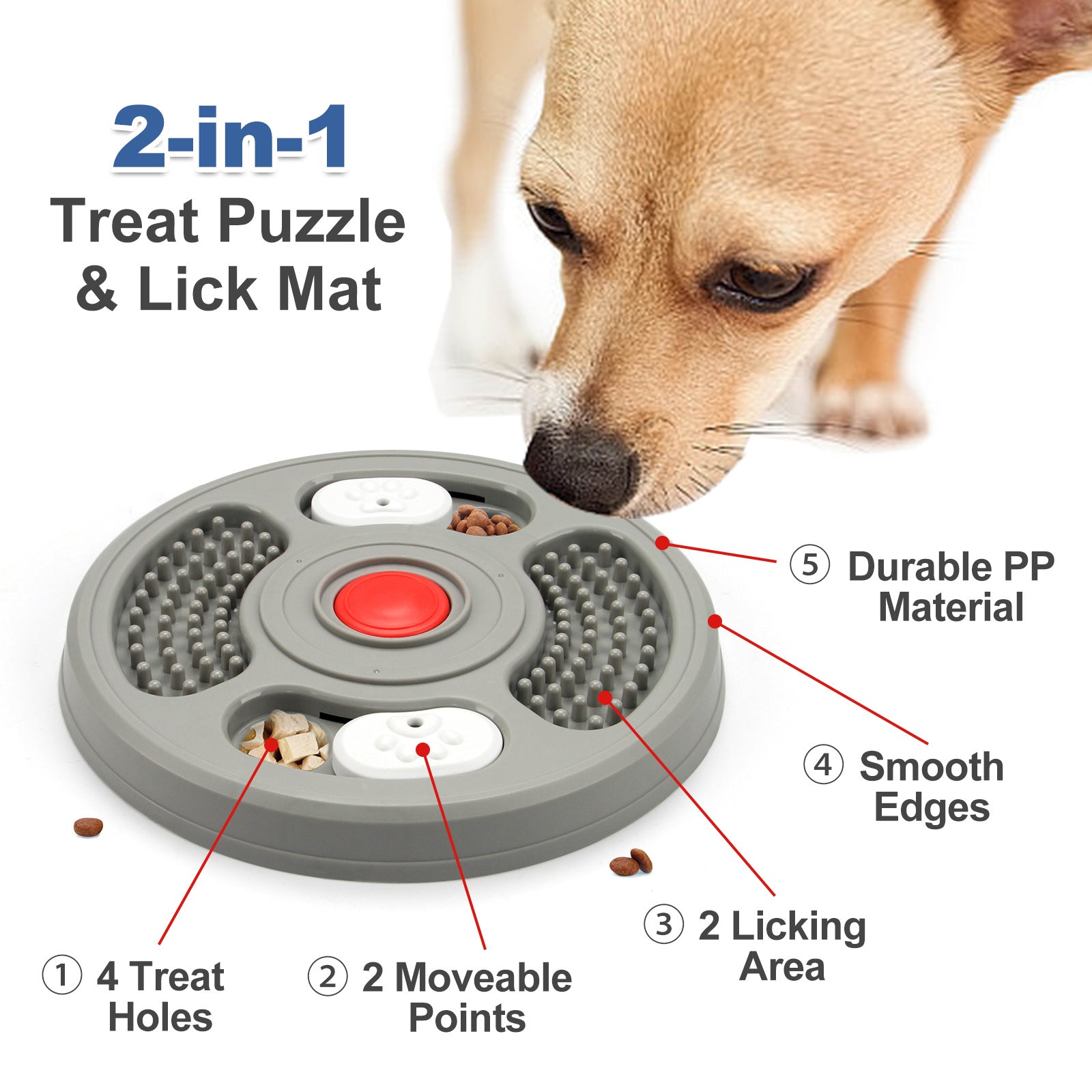 2-in-1 Slow Feeder & Lick Mat - PicklyCart217a00e7747758c1e6348818f6b0a19fGray