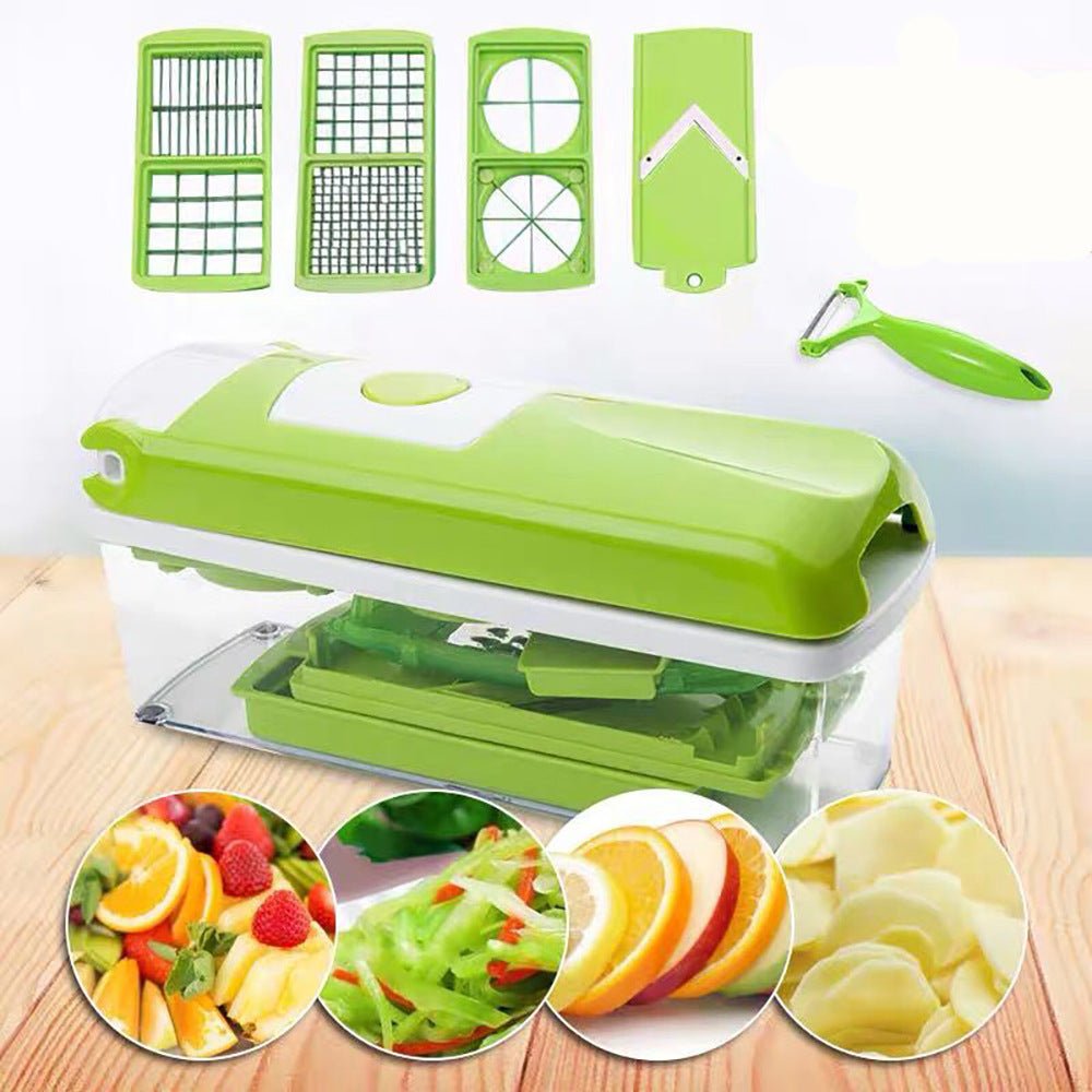12-in-1 Multifunctional Vegetable Chopper & Slicer - PicklyCart17044f7f9ce25dd59f69f003b673f731Green