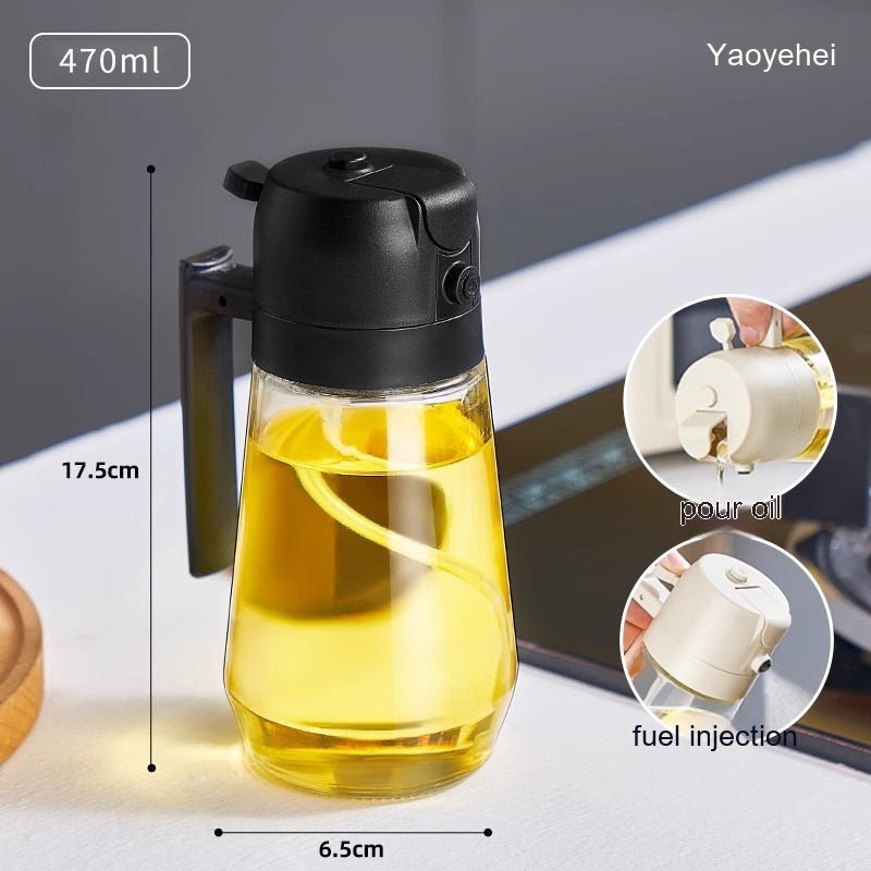 2-in-1 Glass Oil Sprayer & Dispenser – 470ml - PicklyCart80d7bafbf940002adc18358092f6b801Black 470ML