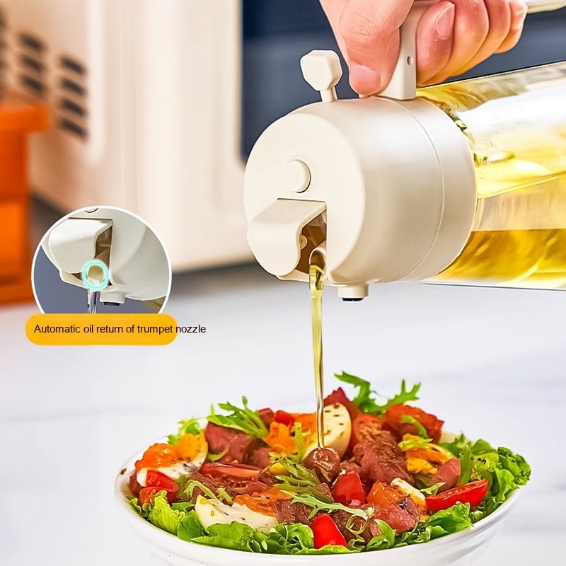 2-in-1 Glass Oil Sprayer & Dispenser – 470ml - PicklyCartfcd3d11dcf44190d52ad80aa380f037fBeige 470ML