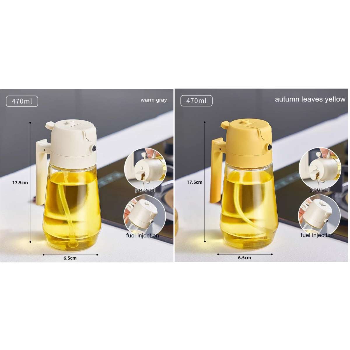 2-in-1 Glass Oil Sprayer & Dispenser – 470ml - PicklyCart6569920d420848f3da275c61e5892c94Set1