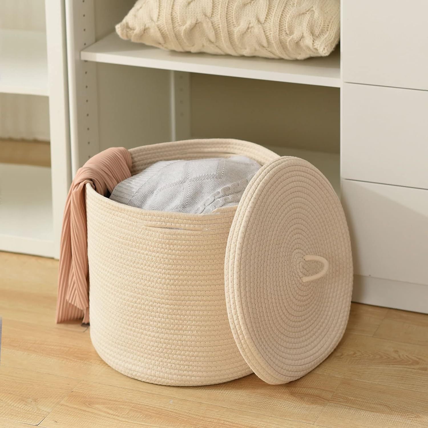 Foldable Woven Laundry & Clothes Storage Basket - PicklyCart39b972d9cb8ce828ce700628f2d5ea9bCreamy white 405x 355mm