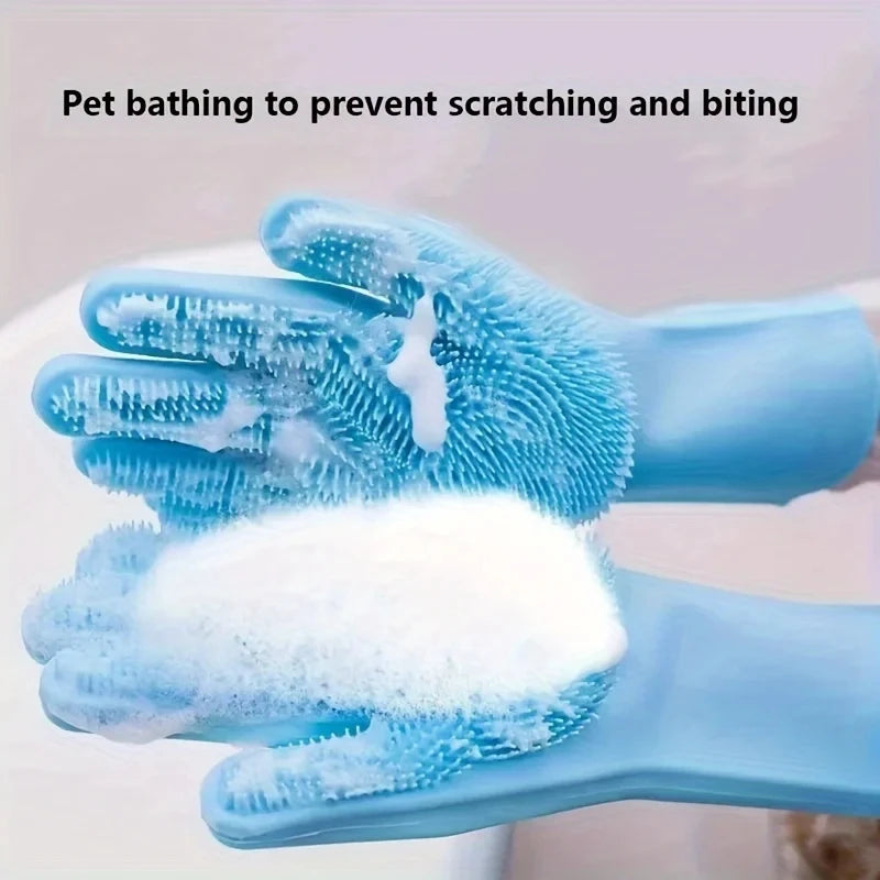 Silicone Pet Grooming, Bathing & Hair Removal Glove