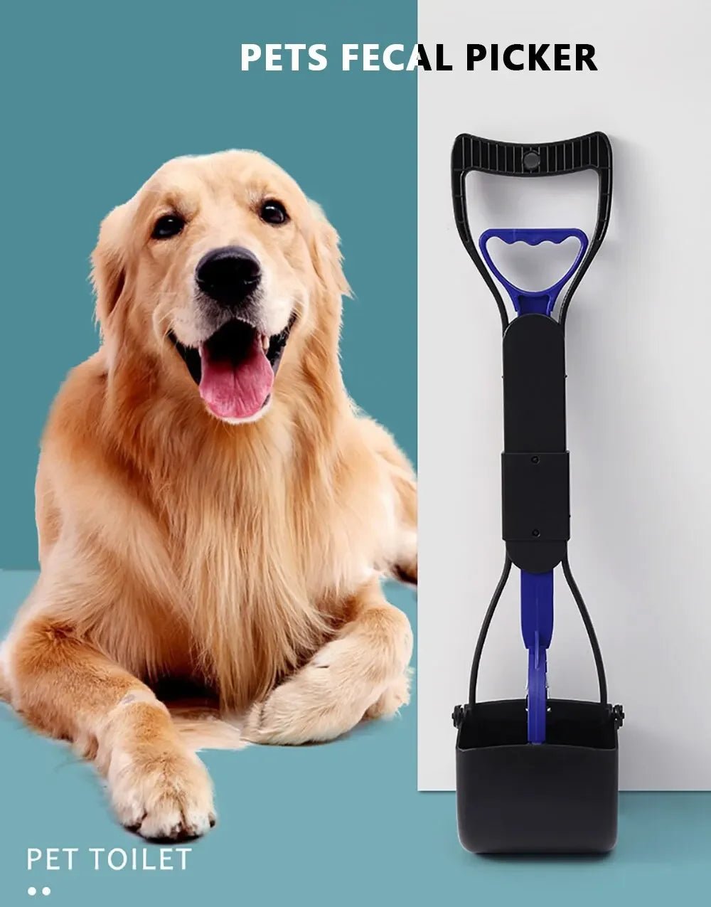 Foldable Long-Handle Dog Pooper Scooper - PicklyCartFoldable Long-Handle Dog Pooper ScooperBlue