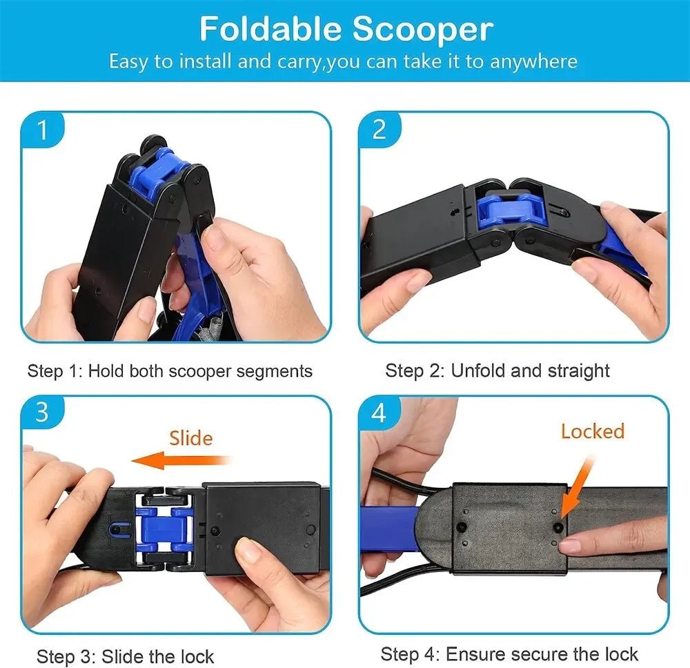 Foldable Long-Handle Dog Pooper Scooper - PicklyCartFoldable Long-Handle Dog Pooper ScooperBlue