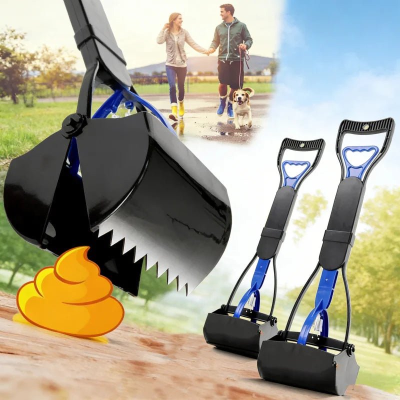 Foldable Long-Handle Pet Poop Pickup Scooper - PicklyCartFoldable Long-Handle Pet Poop Pickup ScooperBlue
