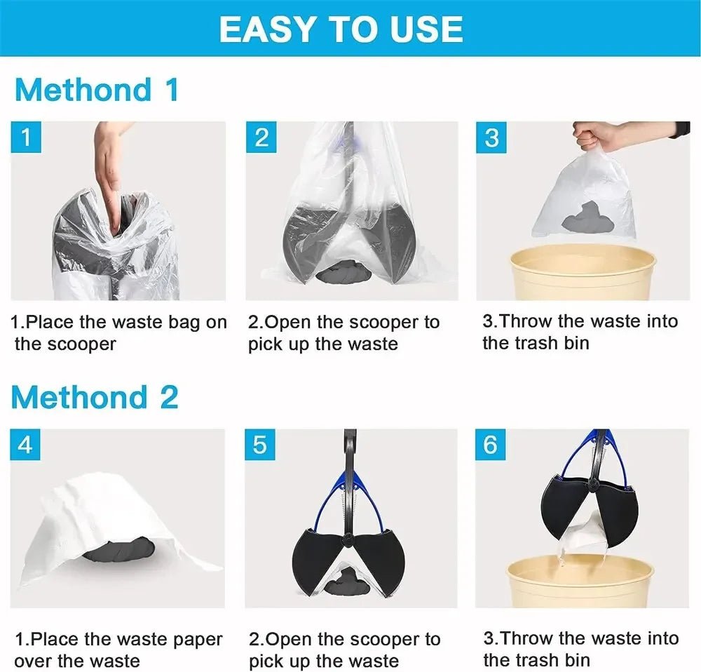Foldable Long-Handle Pet Poop Pickup Scooper - PicklyCartFoldable Long-Handle Pet Poop Pickup ScooperBlue