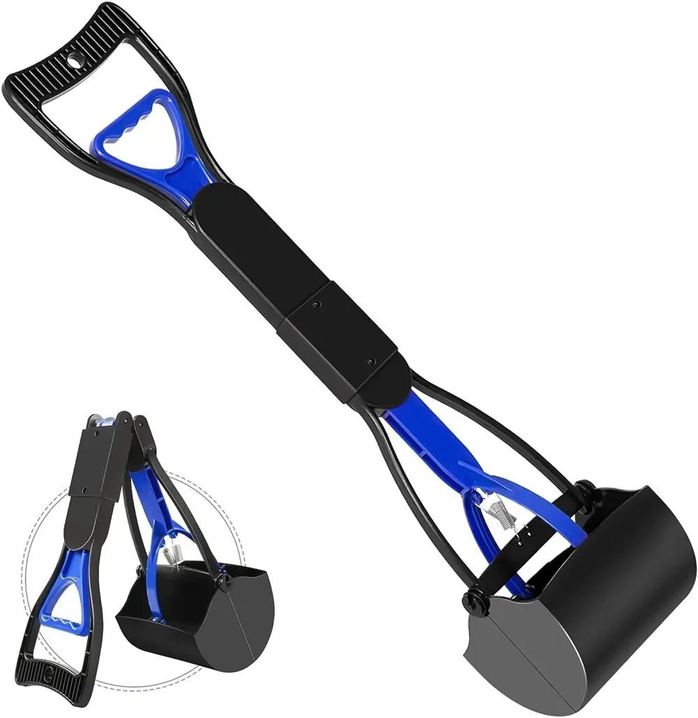 Foldable Long-Handle Pet Poop Pickup Scooper - PicklyCartFoldable Long-Handle Pet Poop Pickup ScooperBlue