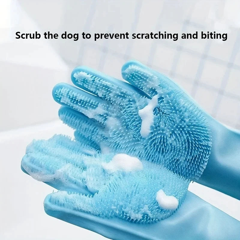 Silicone Pet Grooming, Bathing & Hair Removal Glove