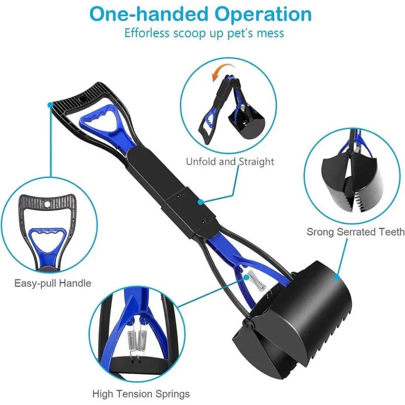 Foldable Long-Handle Dog Pooper Scooper - PicklyCartFoldable Long-Handle Dog Pooper ScooperBlue