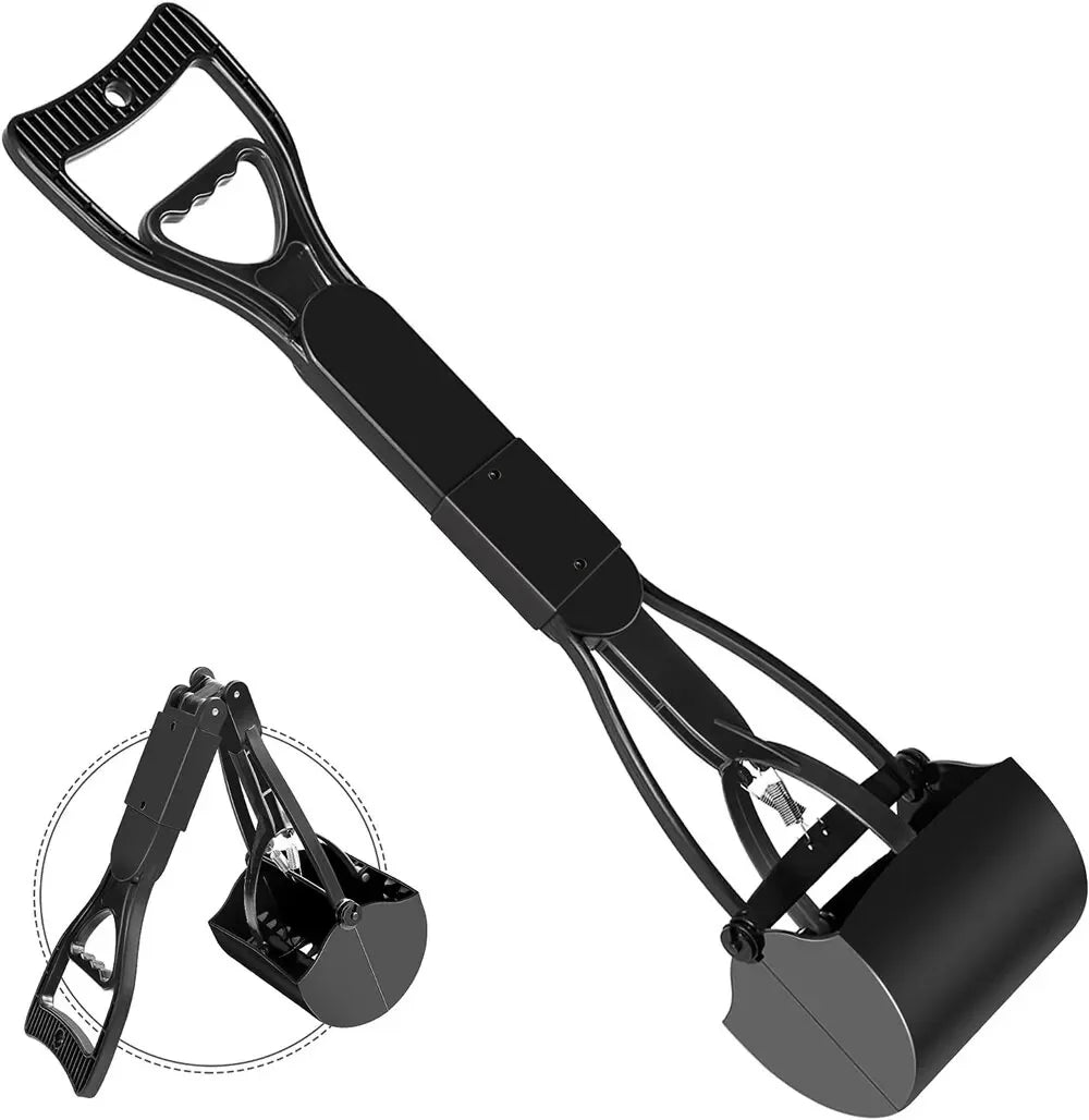 Foldable Long-Handle Pet Poop Pickup Scooper - PicklyCartFoldable Long-Handle Pet Poop Pickup ScooperBlack