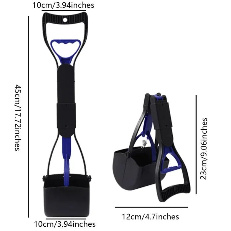 Foldable Long-Handle Pet Poop Pickup Scooper - PicklyCartFoldable Long-Handle Pet Poop Pickup ScooperBlue