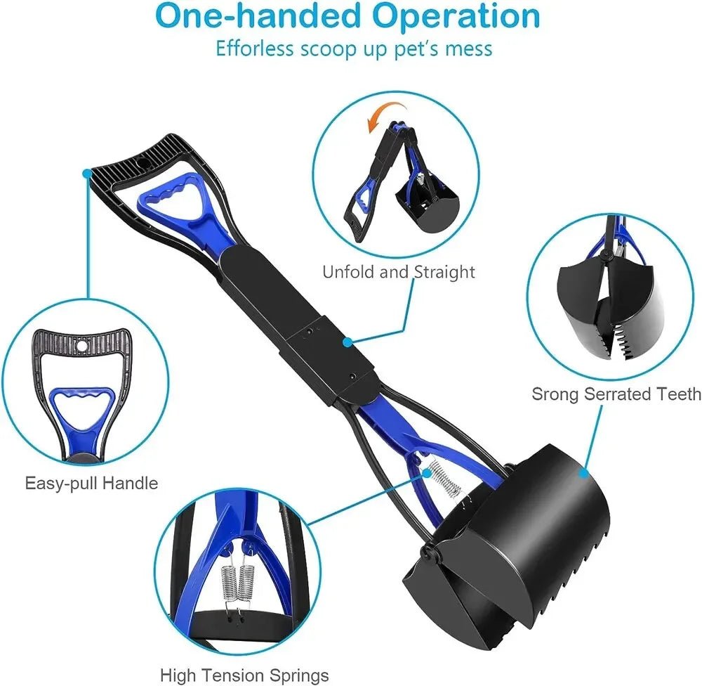 Foldable Long-Handle Dog Pooper Scooper - PicklyCartFoldable Long-Handle Dog Pooper ScooperBlue