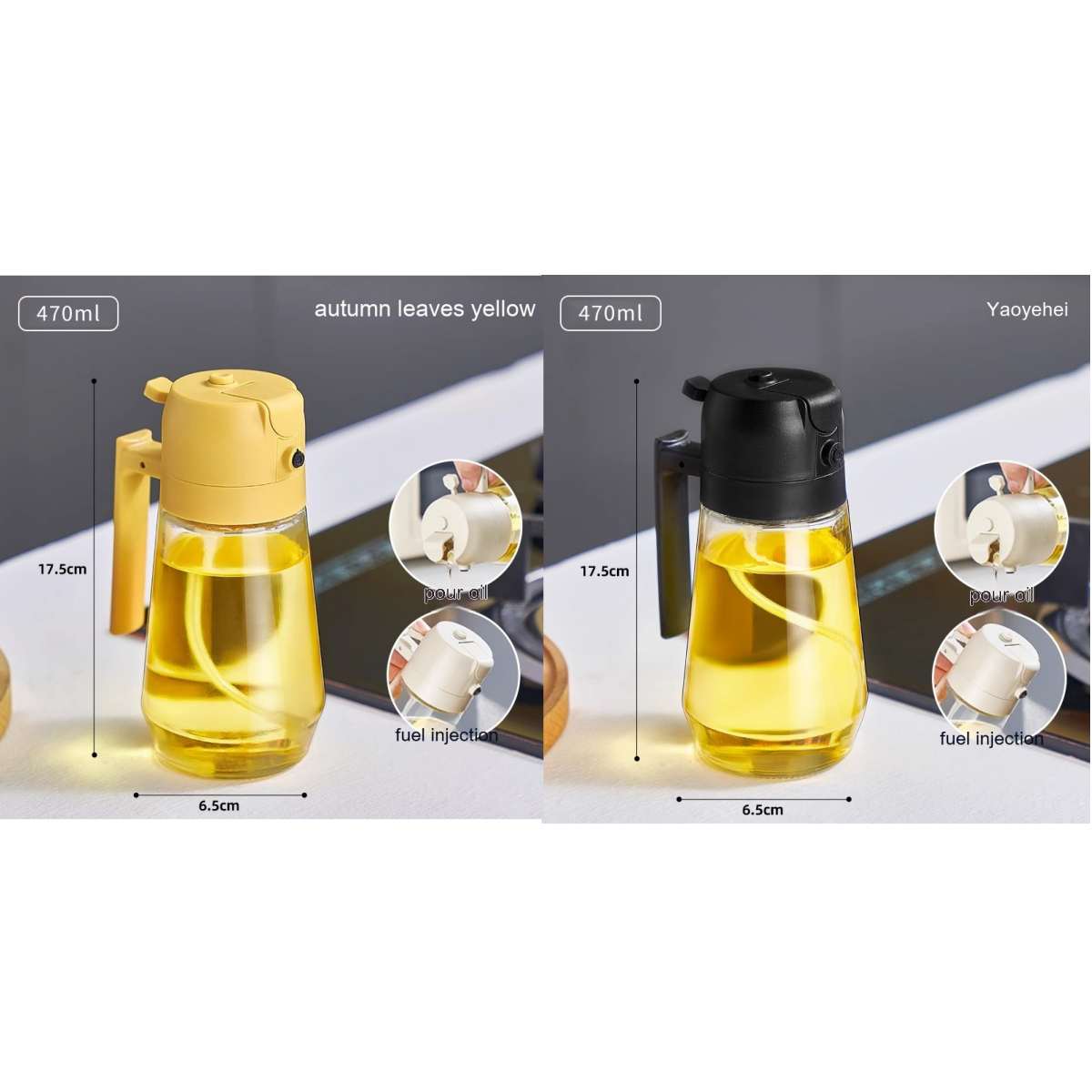 2-in-1 Glass Oil Sprayer & Dispenser – 470ml - PicklyCart97c29a3028330cb270738cd965e8cd6eSet5