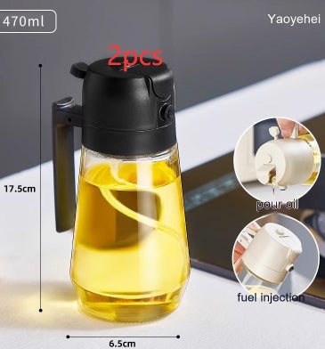 2-in-1 Glass Oil Sprayer & Dispenser – 470ml - PicklyCartd47cec44279d2e31fcaa08ff338bc9c8Black 470ML