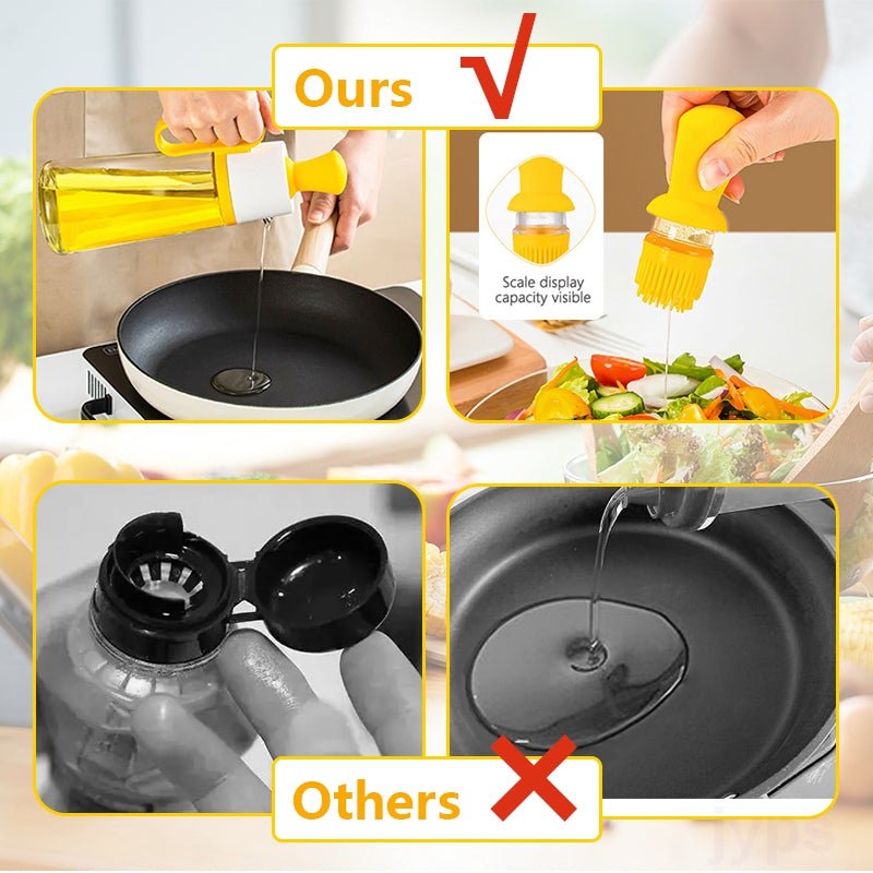 2-in-1 Glass Oil Dispenser with Silicone Brush - PicklyCartcfff15eddaead5b5abd0406e7aef3690Brown