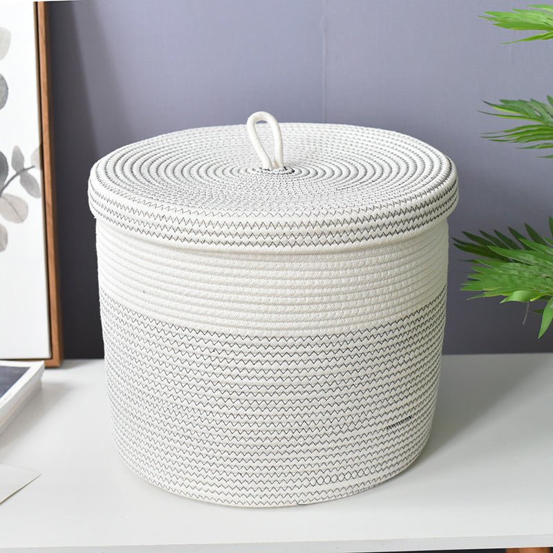 Foldable Woven Laundry & Clothes Storage Basket - PicklyCart95a51f9fce62f99c300664e7871557f7White Black Line 405x 355mm